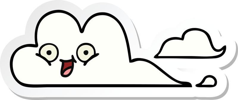 sticker of a cute cartoon happy cloud