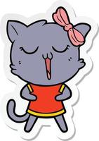 sticker of a cartoon cat vector