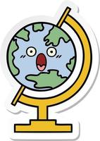 sticker of a cute cartoon globe of the world vector