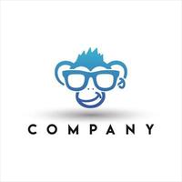 Monkey chimp geek smart charm character logo template vector