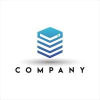 Data center logo. Database hosting emblem. Digital files cloud storage logo vector