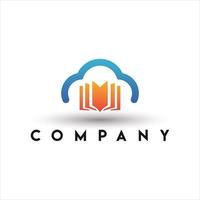 Unique book and cloud logo combination design template vector