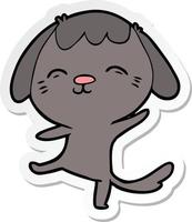 sticker of a happy cartoon dancing dog vector