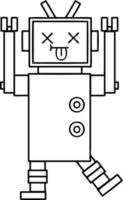 line drawing cartoon robot vector