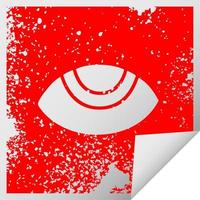 distressed square peeling sticker symbol eye looking up vector