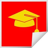 square peeling sticker cartoon graduation cap vector