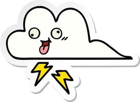 sticker of a cute cartoon storm cloud vector