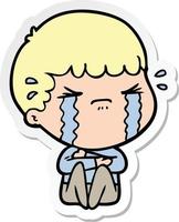 sticker of a cartoon man crying vector