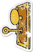 distressed sticker cartoon doodle of a door handle vector