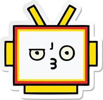 sticker of a cute cartoon robot head vector