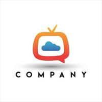 plantilla de vector de concepto de diseño de logotipo de televisión en la nube