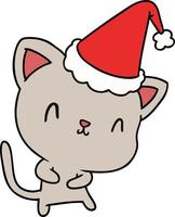 christmas cartoon of kawaii cat vector