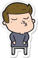 sticker of a cartoon model guy pouting vector