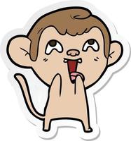 sticker of a crazy cartoon monkey vector