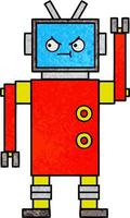 retro grunge texture cartoon robot vector