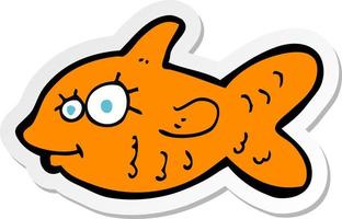 sticker of a cartoon happy goldfish vector