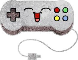 retro grunge texture cartoon game controller vector