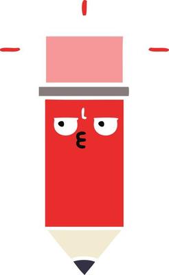 flat color retro cartoon pencil