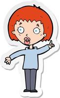 sticker of a cartoon woman explaining her point vector