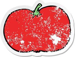 distressed sticker of a cartoon tomato vector