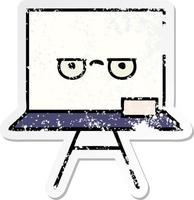 distressed sticker of a cute cartoon white board vector