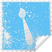 quirky distressed square peeling sticker symbol paint brush vector