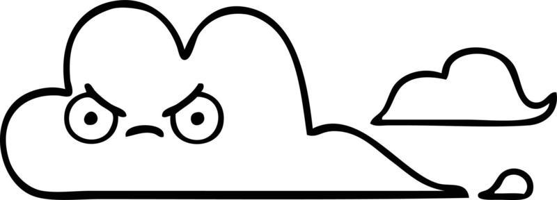 line drawing cartoon storm cloud