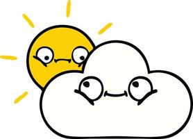 cute cartoon sunshine and cloud vector