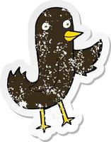 retro distressed sticker of a funny cartoon bird vector