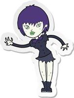 sticker of a cartoon vampire girl welcoming vector