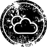 sun and cloud distressed icon vector