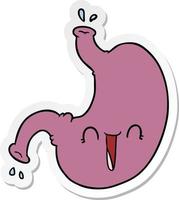 sticker of a cartoon happy stomach vector