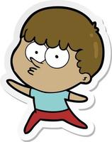 sticker of a cartoon dancing boy vector