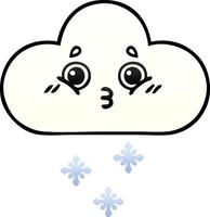 nube de nieve de dibujos animados sombreado degradado vector