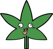 linda hoja de marihuana de dibujos animados vector