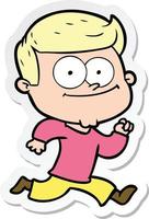 sticker of a cartoon happy man vector