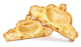 Sliced croissant isolated on white background. Fresh bakery . photo