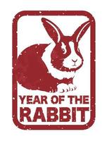 año del conejo vector sello de saludo de año nuevo aislado en un fondo blanco.