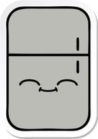 sticker of a cute cartoon fridge freezer vector