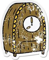 distressed sticker cartoon doodle of an old fashioned clock vector