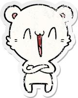 pegatina angustiada de una caricatura de oso polar feliz vector