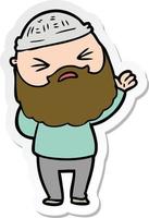 sticker of a cartoon man with beard vector