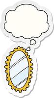 cartoon mirror and thought bubble as a printed sticker vector