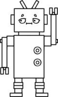 line drawing cartoon robot vector