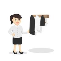 business woman take of clothes design vector