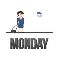 business woman secretary monday design character on white background vector