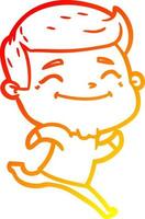 warm gradient line drawing happy cartoon man vector