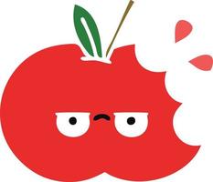 flat color retro cartoon red apple vector