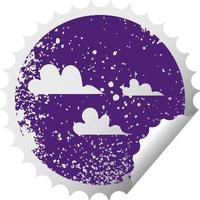 distressed circular peeling sticker symbol cloud vector