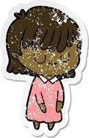 distressed sticker of a cartoon woman vector